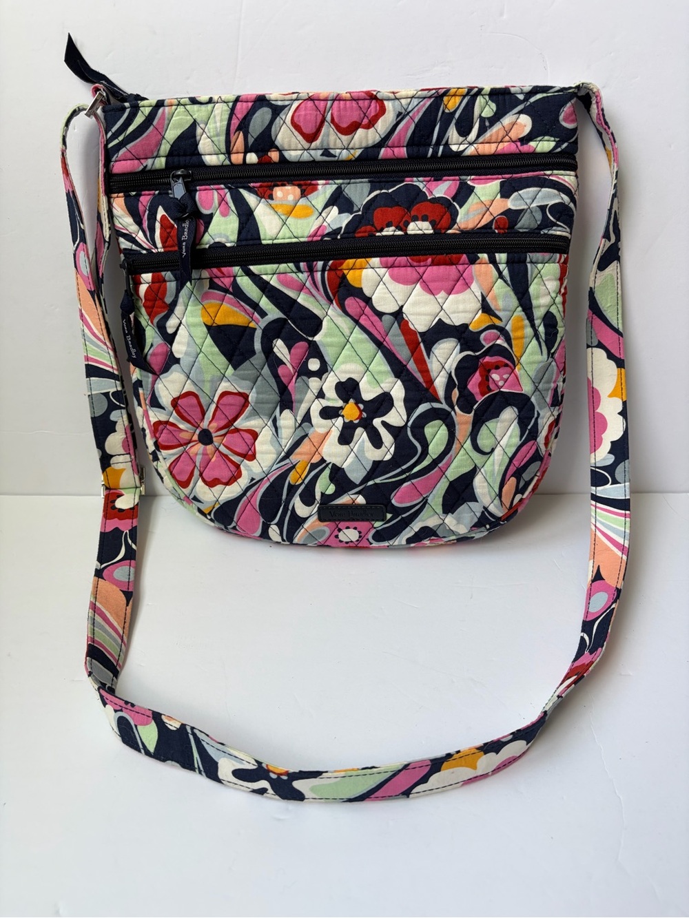 Vera Bradley Triple Zip Hipster Crossbody, Quilted Cotton with a Matching Strap